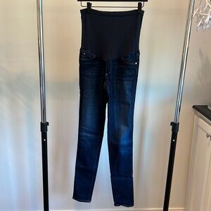 AG maternity dark wash skinny jeans with tummy panel 28R